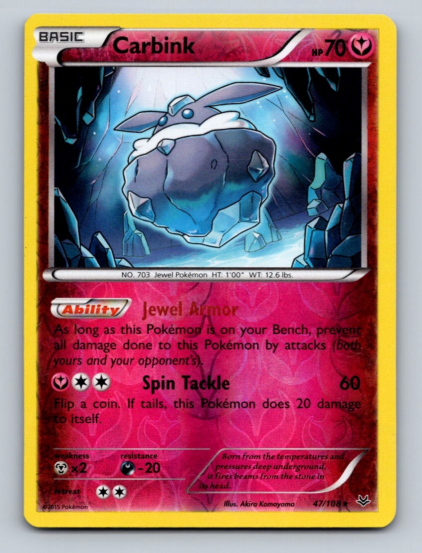 Pokemon TCG Carbink Reverse Holo Rare XY - Roaring Skies 47/108