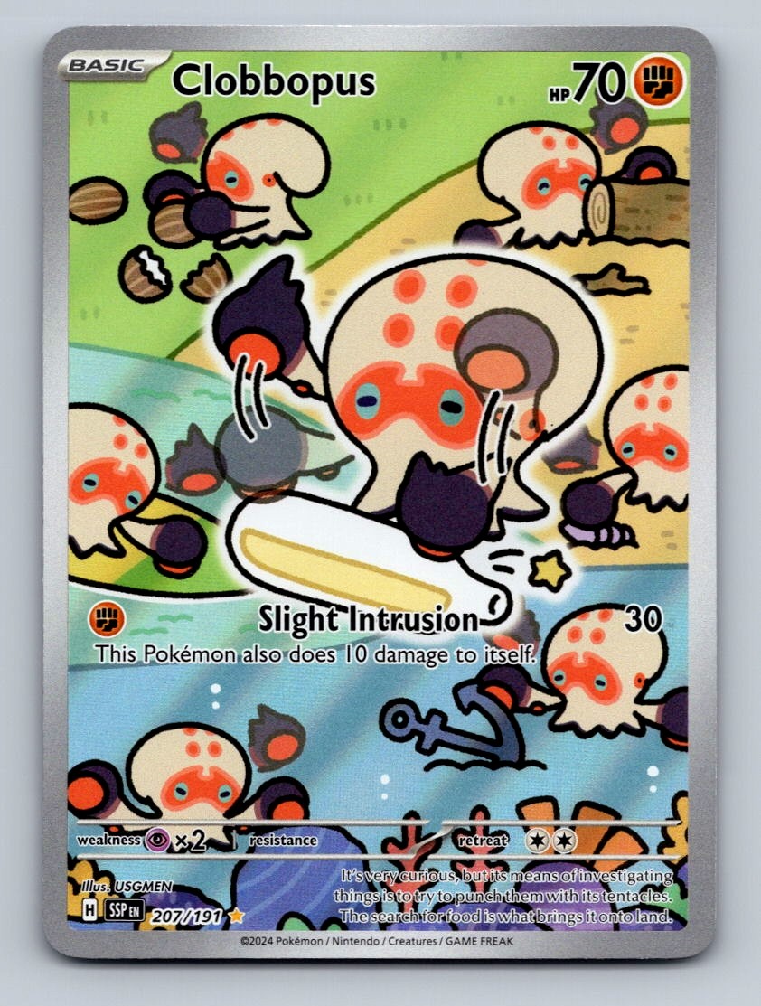 Pokemon TCG Clobbopus Holo Illustration Rare SV08: Surging Sparks 207/191