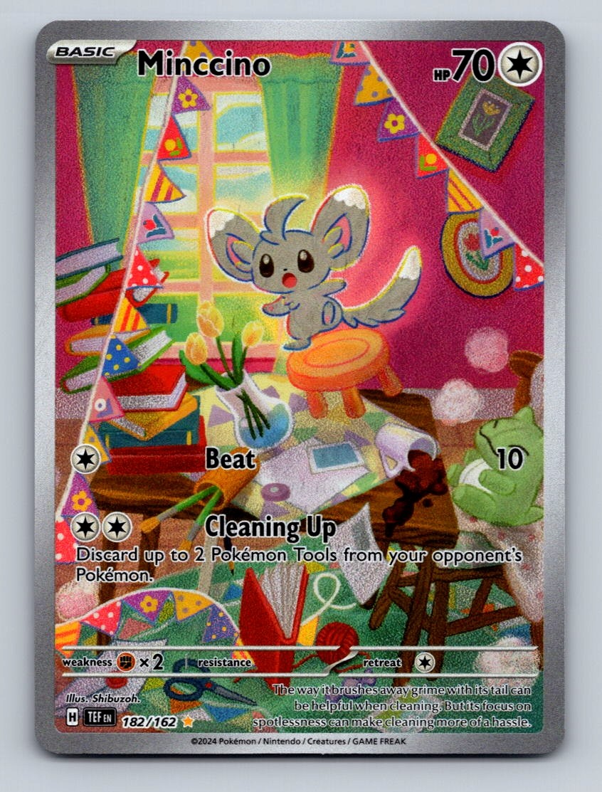 Pokemon TCG Minccino Holo Illustration Rare SV05: Temporal Forces 182/162