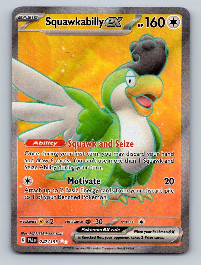 Pokemon TCG Squawkabilly ex Holo Ultra Rare SV02: Paldea Evolved 247/193