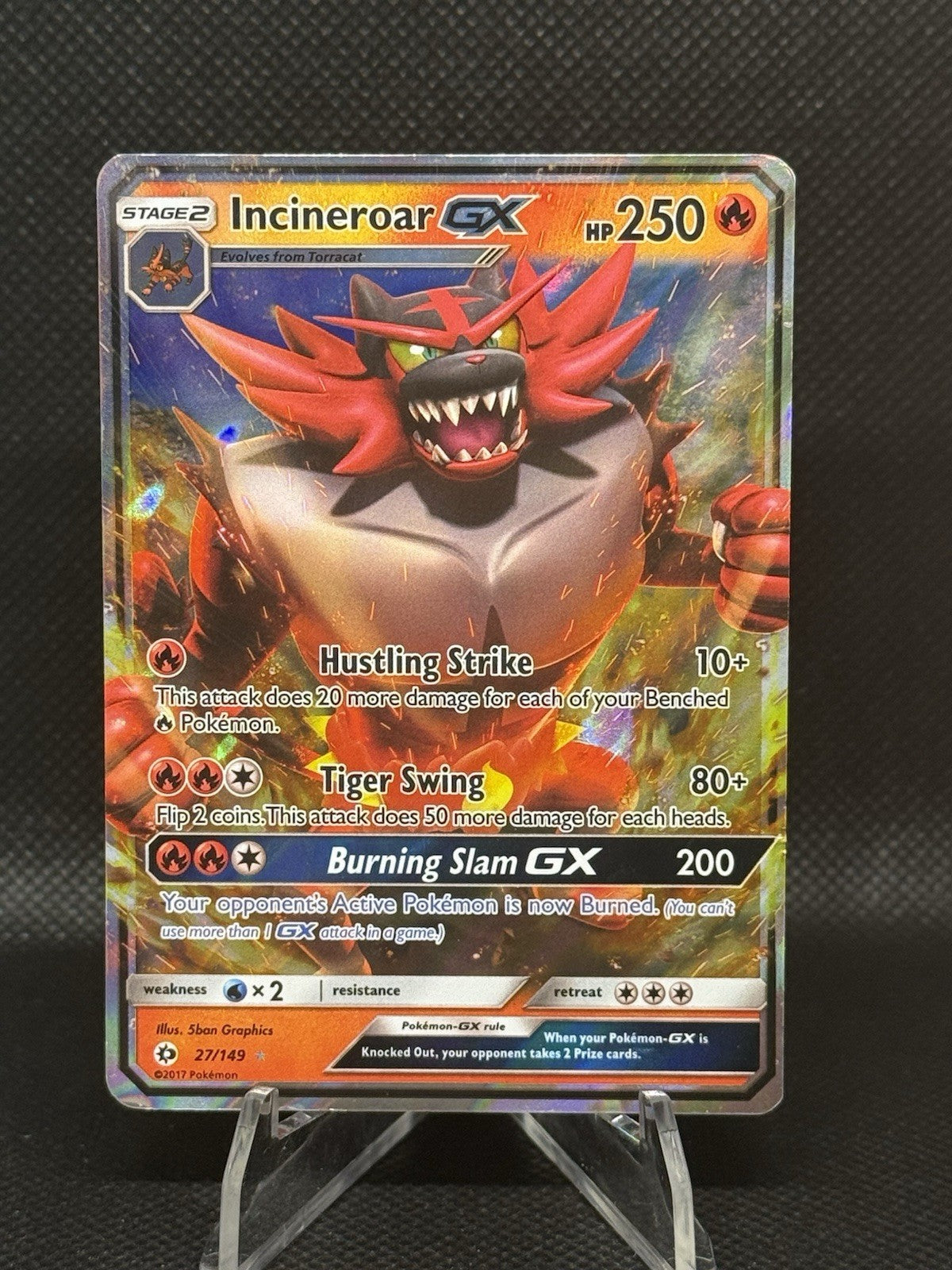 NM! Pokémon TCG Incineroar GX Sun & Moon Base Set 27/149 Holo Ultra Rare NM!