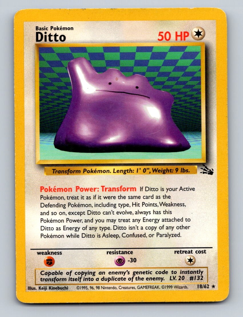 Pokemon TCG Ditto (18) Unlimited Rare Fossil 18/62