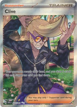 Clive 227/091 Scarlet & Violet: Paldean Fates Holo Full Art 2024 NM Pokemon TCG